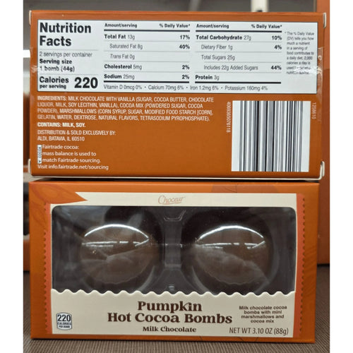 Choceur Pumpkin Milk Chocolate Hot Cocoa Bombs